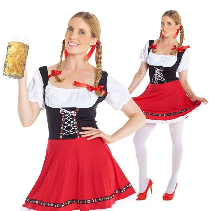Morph Costume Oktoberfest Femme, Robe Dirndl Bavaroise, Déguisement  Serveuse Bière, Tenue Traditionnelle Allemande Festival, M