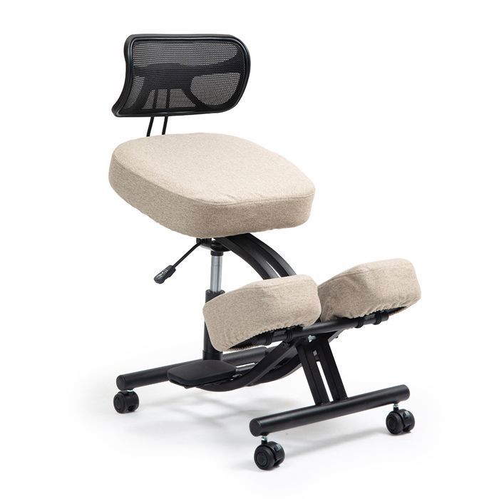 Kenoko HOZERU - Chaise de Bureau Ergonomique Réglable pour Maison Bureau avec Repose-Genoux Housse Tissu Macchiato