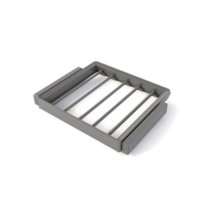 Emuca 7133752 Kit de porte pantalon à 7tringles et rack ajustable Quartz pour armoires glissières extension totale et à fermet