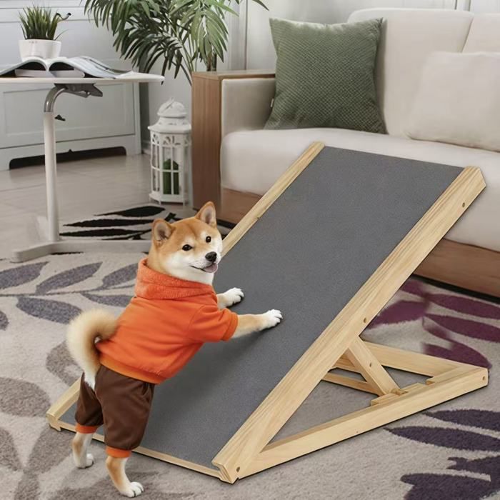Rampe pour chiot rampe pour animaux de compagnie en bois réglable portable échelle antidérapante et réglable pour chien（70cm）