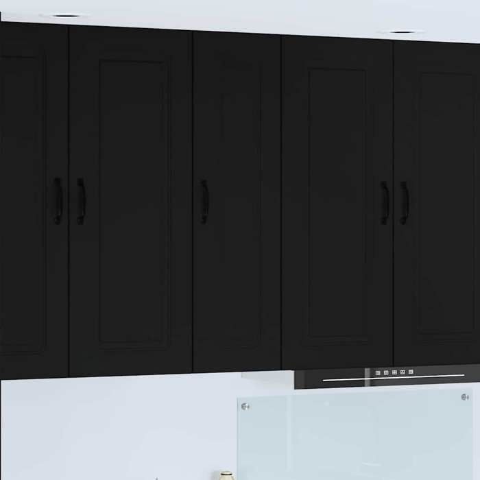 Meuble mural de cuisine - vidaXL - Noir - 30x31x100 cm - Bois dingénierie - 3 étagères - Grand espace de stockage