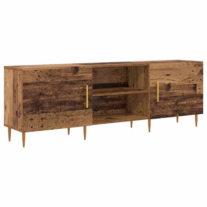 Meuble TV moderne - vidaXL - Bois ancien - 150x30x50 cm - Bois dingénierie - 2 portes - 2 étagères - Montage au sol