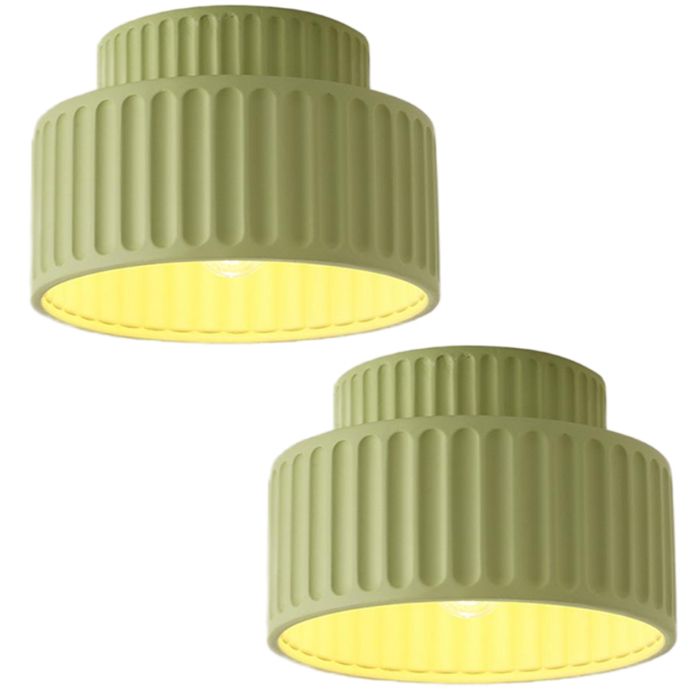 WOTTES Lot de 2 Plafonniers Minimaliste Nordique Vert Balcon Plafonnier Moderne éclairage de Plafond Café Bar Luminaire E27