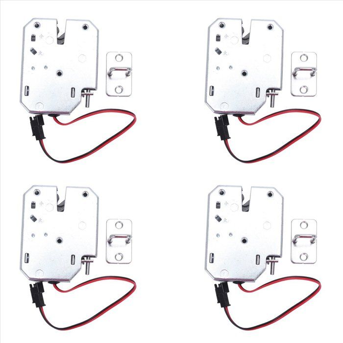 4X Serrure de Contrôle ÉLectrique Serrure de Porte ÉLectromagnÉTique DC 12V 2A Loquet de Verrouillage Casiers de Tiroir Armoire