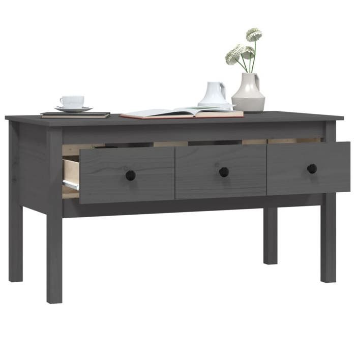 Remise 2026®Petite Table Centrale de salon Gris - Table basse Gris 102x49x55cm - Bois massif de pin 349 3357553