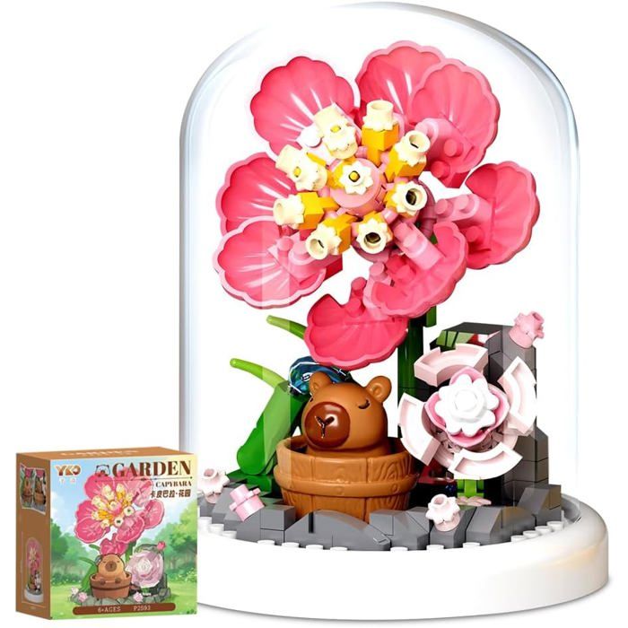 Kit De Construction De Fleurs – 588 Mini Blocs – Abeille Et Fleur Avec Coque LED – Cadeau Décoratif