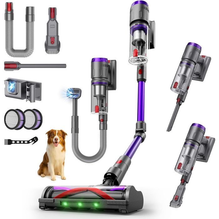 Aspirateur Balai sans Fil CIRCLIO Flex VI6 - 58 kPa  600 W  75 min  1.6 L - Brosse Anti-Poils dAnimaux - Écran LED -Tube Pliable - Circlio