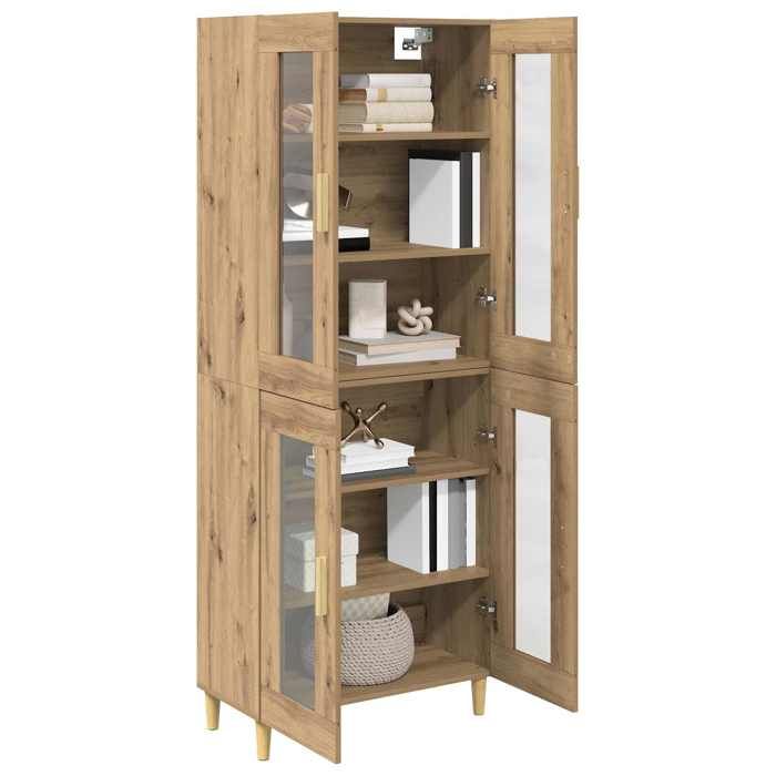 Vaisselier de cuisine - Marron - Haut Armoire - SWEETY - avec rangement - Chêne artisanal - 69 5x34x180cm LH6833483