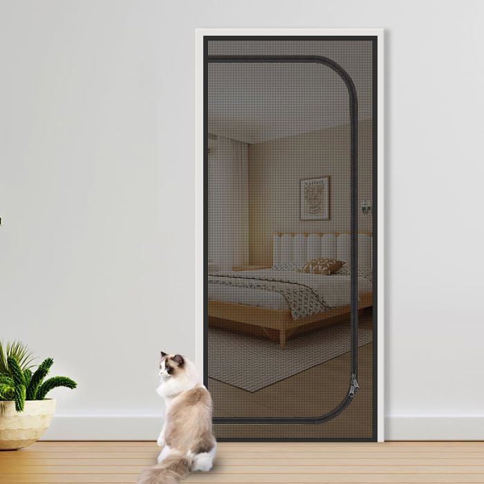 Rideau de porte anti-moustiques 90 x 210 cm Noir Matériau PP+PEStyle moderne et minimaliste