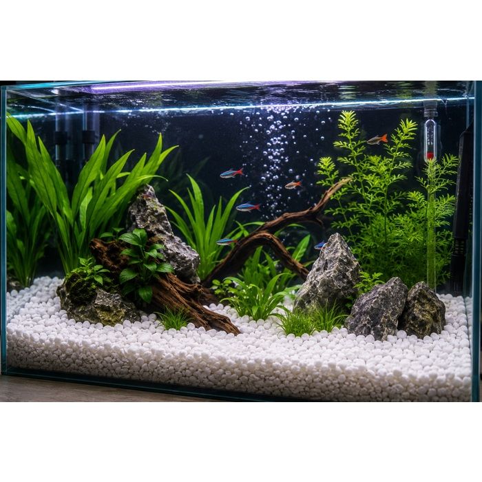Gravier décoratif - EDEN - 10 kg - Blanc - Granulométrie 9-12 mm - Substrat pour aquarium