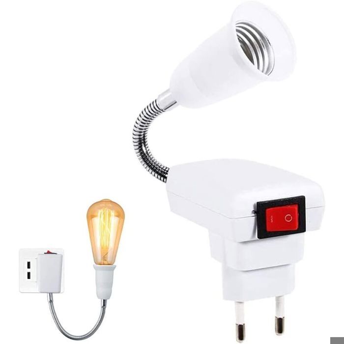 Douille E27 avec interrupteur sans fil – Réglable 360° – Support pour ampoules LED jusquà 100W – Prise EU