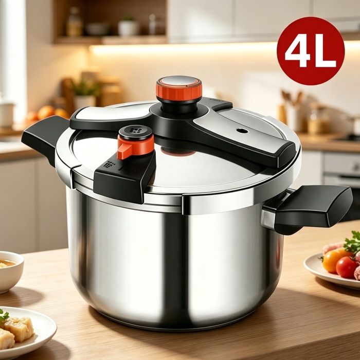 Autocuiseur 4L - Joulli - 20cm - Cocotte Minute Inox - Multicuisseur Sécurisé - Pour Induction et Gaz