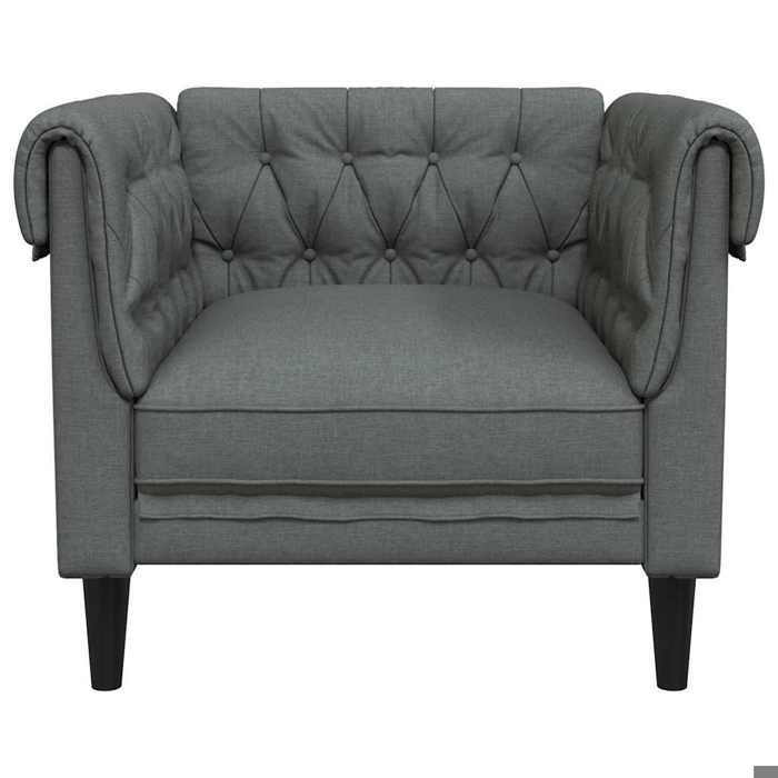 Magnifique Fauteuil Chesterfield gris foncé tissu - design polyvalent - pour maison - Gris 16.4 kg 2026_601197