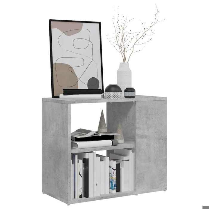 BEAU Cabinet salon-séjour - Meuble Commode - Armoire latérale - Gris béton - 60x30x50 cm - Aggloméré[41105]