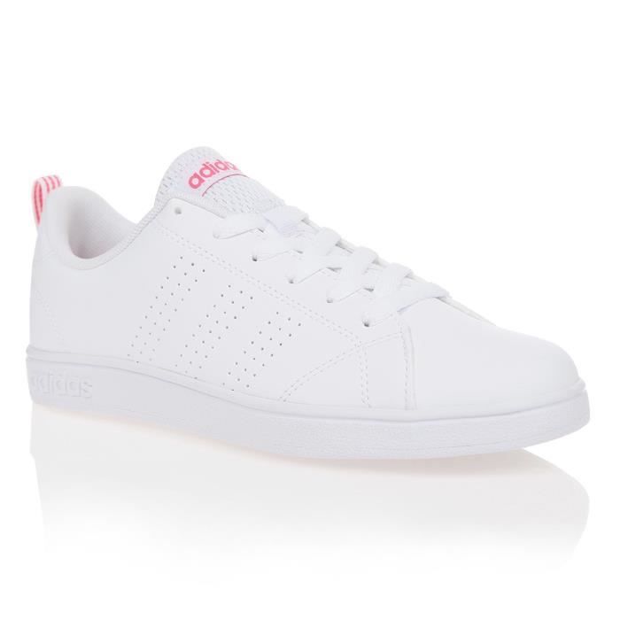 ADIDAS Baskets Vs Advantage Clean - Enfant Fille - Blanc et rose 