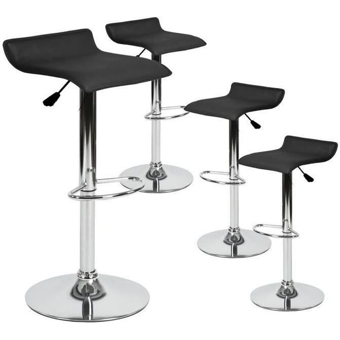 Terry - Lot de 4 Tabourets de Bar Noirs Terry - Lot de 4 Tabourets de Bar Noirs