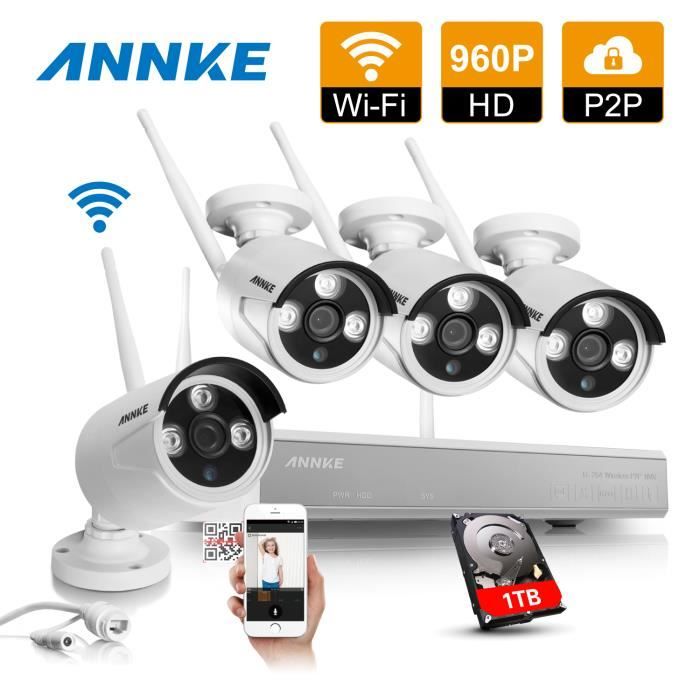 Kit Caméra de Surveillance Sans Fil Extérieur 4CH 960P HD NVR Wireless ...