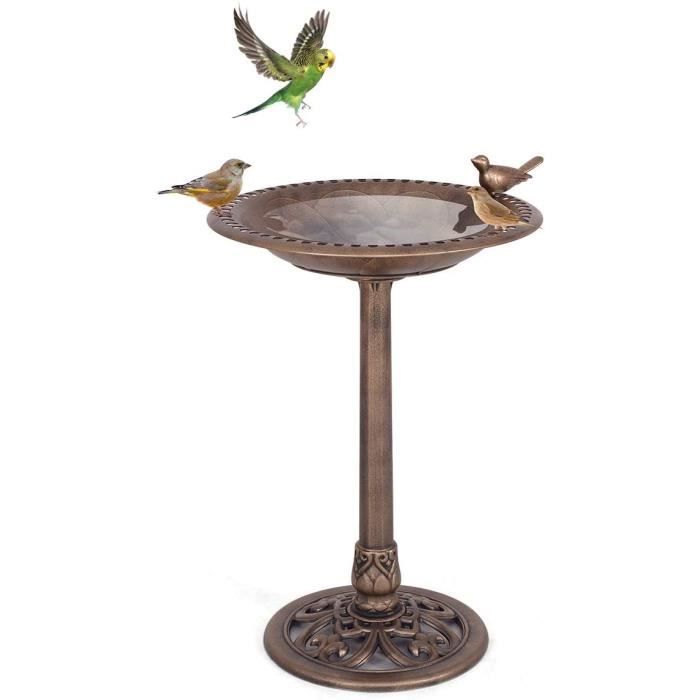 Comparer les prix de GOPLUS Mangeoire à Oiseaux sur Pied avec Plateau D.50cm,Abreuvoir Oiseaux H.72CM en PP,Bain d'Oiseaux avec Un Oiseau Décoratif,Brun
