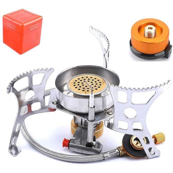 Réchaud à gaz butane portable coupevent avec allumage piézoélectrique pour camping A286