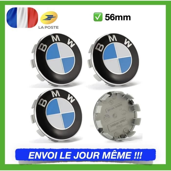 4 X CACHE MOYEU Pour BMW 56mm Centre de Roue Logo Jante Bleu et Blanc