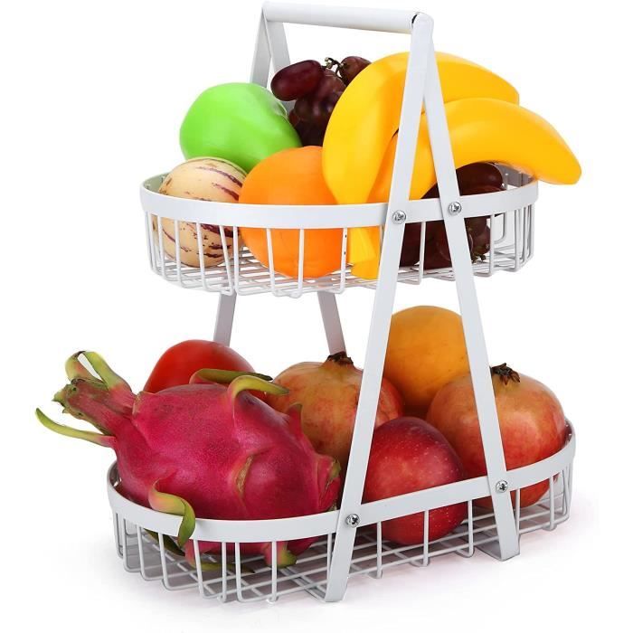 Panier à Fruits à Etage Greenf Corbeille à Fruits 2 étages, Panier A Fruits A Etages En Métal Corbeille De Fruits Leclerc