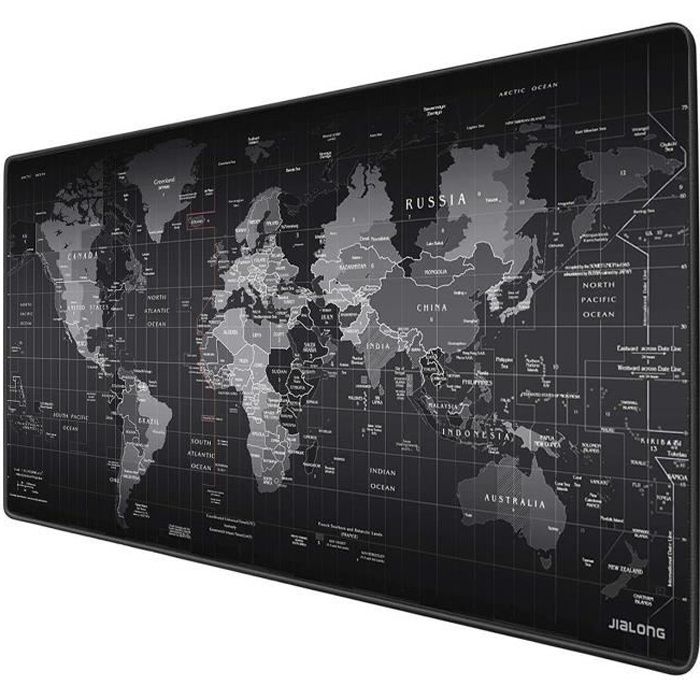 Grand Tapis de souris xxl Gamer ordinateur Gaming Map Carte Monde Noir et  rouge