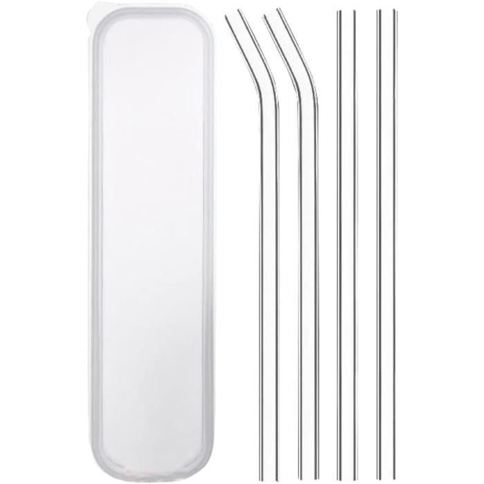 Lot De 4 Pailles En Métal Réutilisables – 7 Cm, 2 Noires Et 2 Argentées, Aluminium, écologiques
