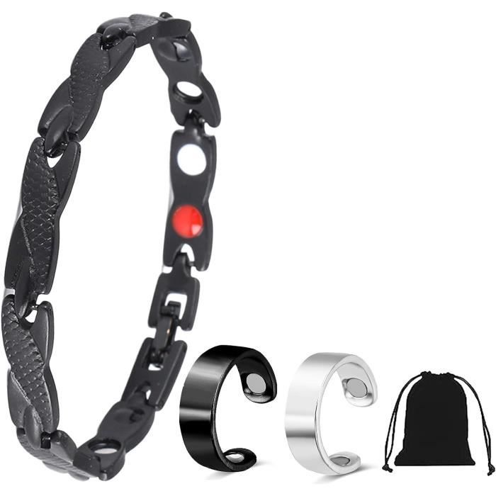 HAQI Bracelet Magnétique Homme Acier Inox 316L Bleu – Bracelet Aimants 3500 Gauss Réglable Avec Outil, Cadeau Élégant