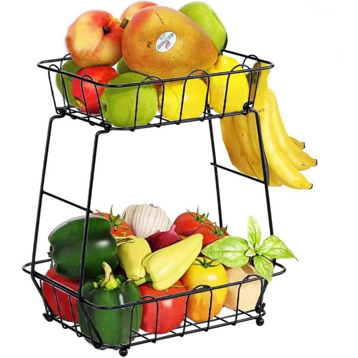 Corbeille à Fruits à 2 étages, Corbeille à Fruits En Métal