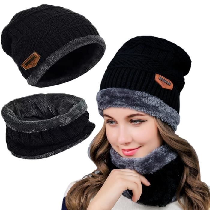 Ensemble Bonnet Echarpe Enfant Hiver Tricoté Tour De Cou
