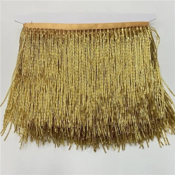 Ruban Frange Perles Dorées 1.6m X 14cm - Garniture Gland Chaîne Pour Couture, Vêtements & Décoration