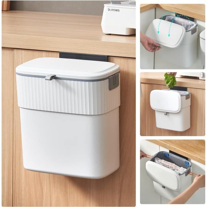 Poubelle De Table Avec Couvercle Pop-Up - Mini Poubelle Blanche 2L Pour Bureau, Voiture, Cuisine