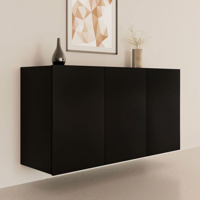Buffet suspendu 3 portes 160x36x60 cm noir - DALLYN