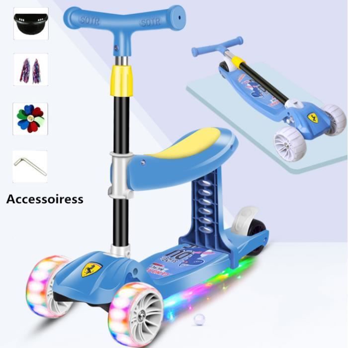 Trottinette Enfant Brillant Musicale Assis Draisienne Velo Exterieur Pliable Securite Pour Enfant Anniversaire Cadeau 3 12 Ans Bleu Achat Vente Trottinette Enfant Brillant Cdiscount
