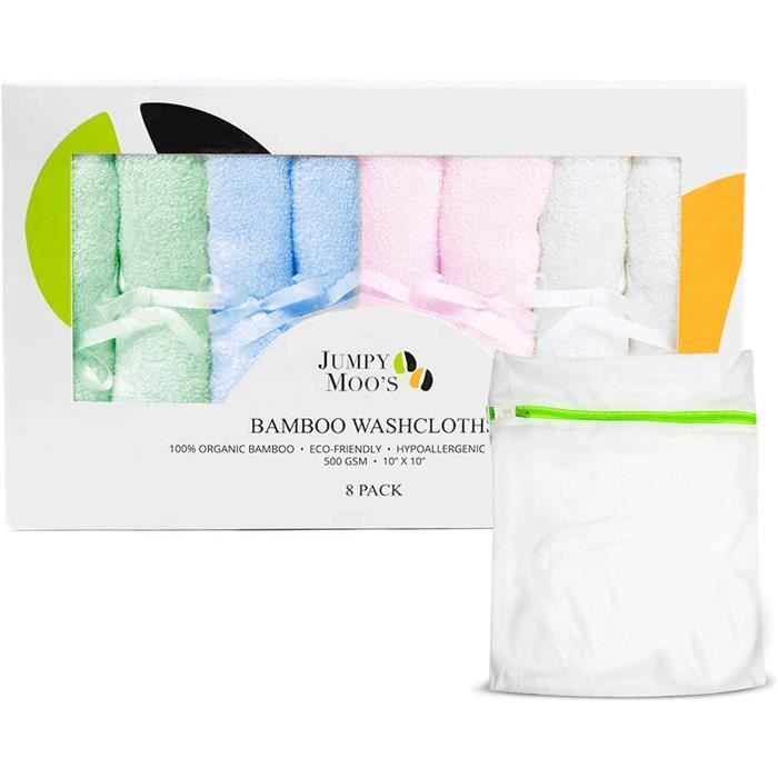 Jumpy Moos Debarbouillette Bebe Bambou Lingettes Lavables Avec Sac Linge 25x25 Cm Assorti 8 Pices Cdiscount Puericulture Eveil Bebe