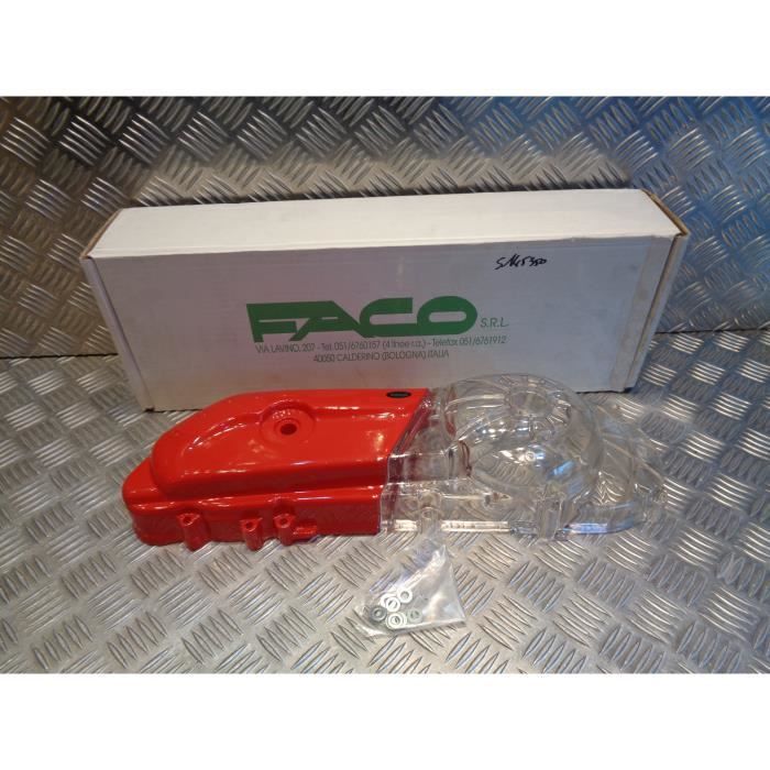 Carter boite a kick rouge transparent faco scooter peugeot 50 buxy