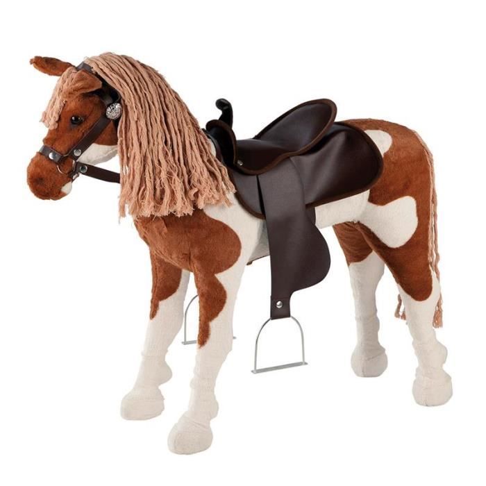 Happy People Cheval jouet Western avec son Marron et blanc