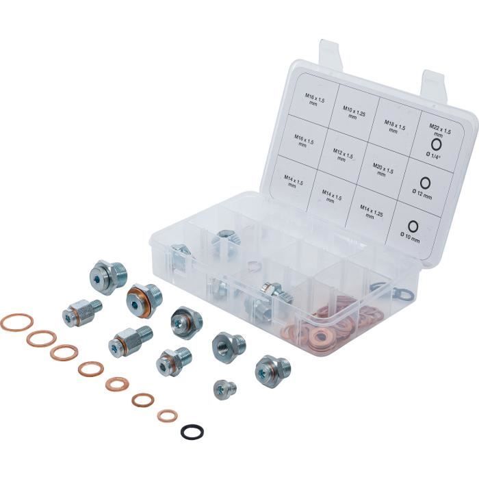 Kit Réparation Filetage Bouchon Vidange 64 Pièces - Tarauds M13 M15 M17 M20, Bouchons Et Rondelles Cuivre