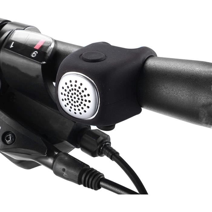 Klaxon Vélo,Sonnette Electrique pour Velo Trotinette,Electronique Mini Avertisseur Sonore Cloche étanche Coque en Silicone Bell,Noir