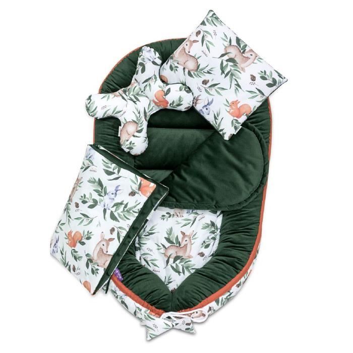 Jukki Set Cocon Bebe Avec Matelas Couverture Et 2x Oreiller Ensemble 5 Pieces Layette Cadeau Forest Story Velours Cdiscount Puericulture Eveil Bebe