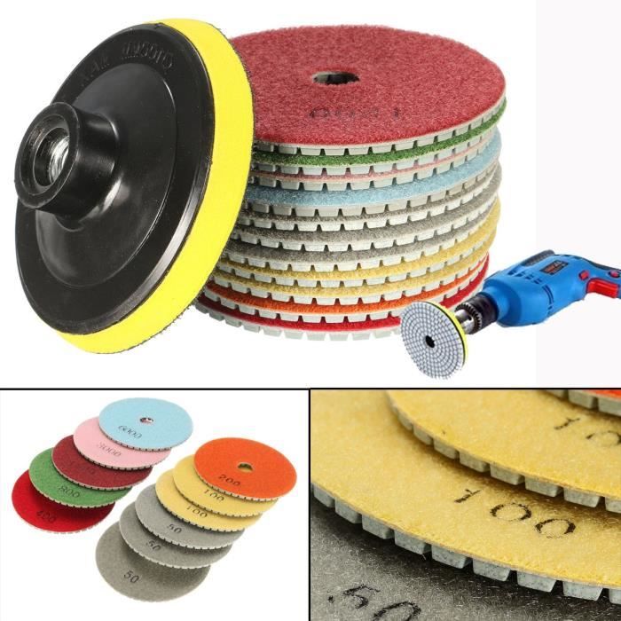Disque Diamant Polissage 100mm - Set 7 Pièces (#50 à #3000) | Pour Granit, Marbre, Pierre | Meuleuse D'Angle