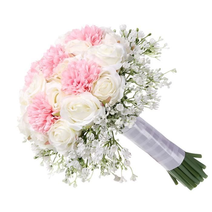 Bouquet De Mariage Tenant De Fausses Fleurs Artificielles Pour La