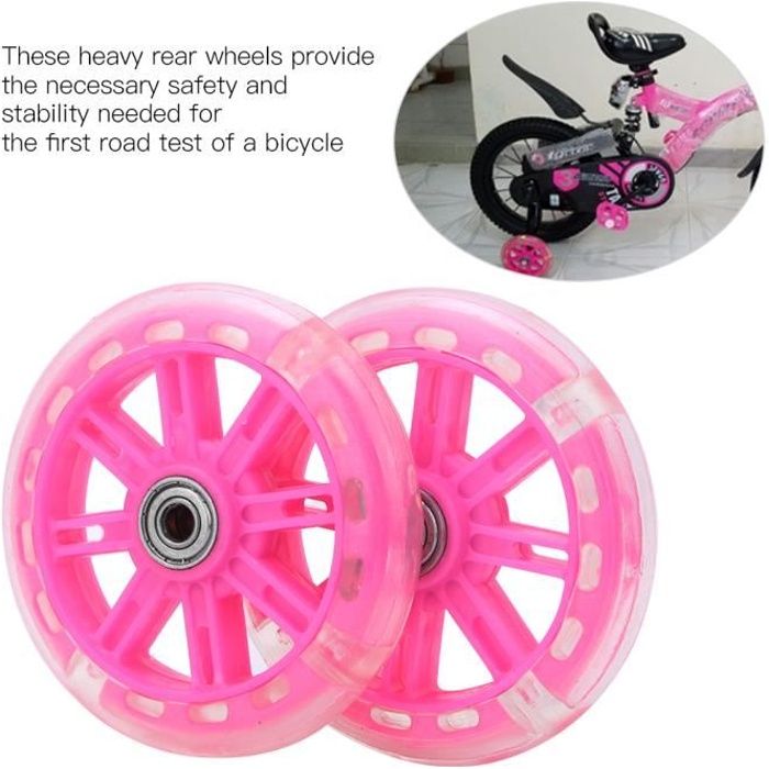 Stabilisateur De Vélo Pour Enfant - Roues D'entraînement Réglables Roses Pour Vélos 12 à 20 Pouces, En Métal Résistant