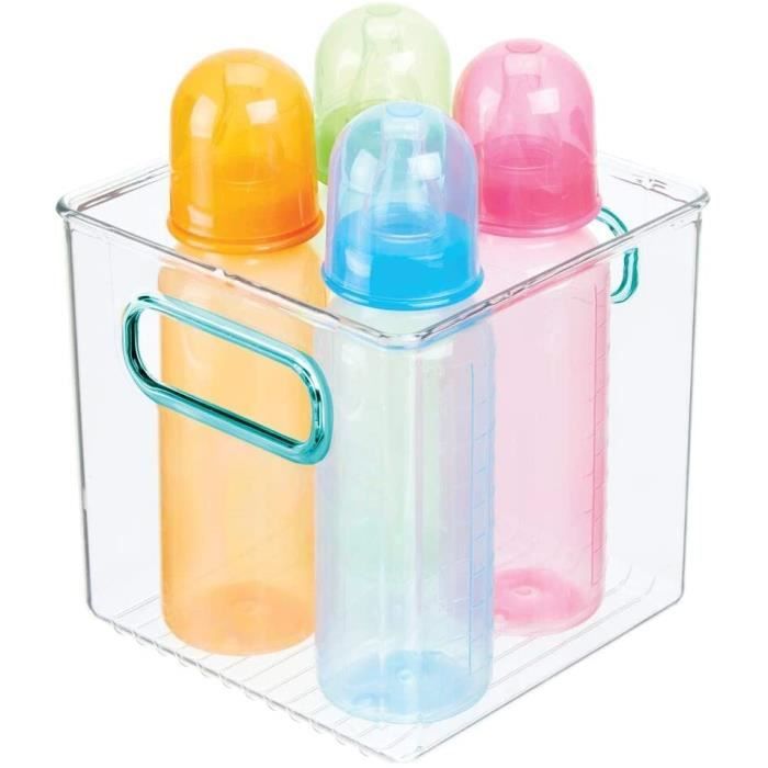 couches – lot de 2 – transparent/bleu peluches mDesign bac de rangement pour chambre d'enfant – bac en plastique profond avec poignées et sans couvercle – panier de rangement pour jouets etc 
