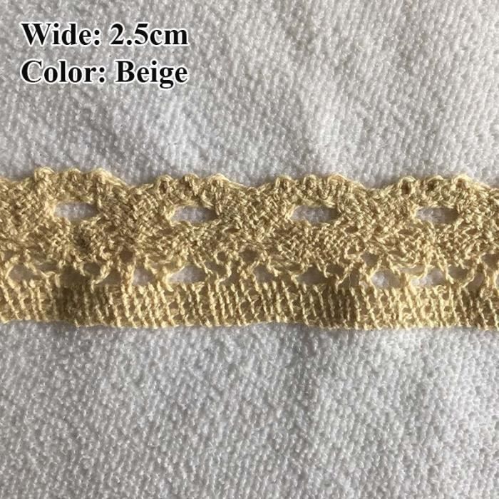 Ruban Dentelle à Pompons En Coton – 10 Yards X 8 Cm – Bordure Décorative Pour Couture, Déco, Vêtements – Beige