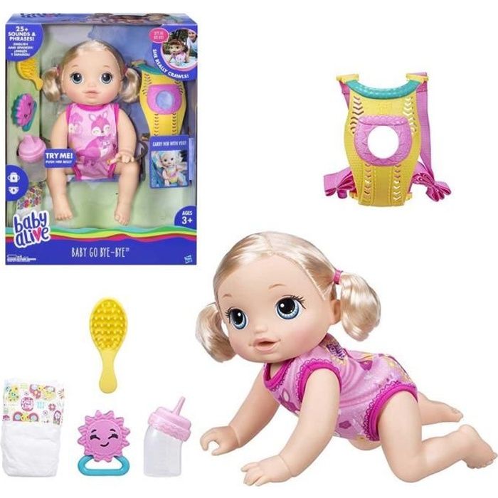 BABY ALIVE Poupee baby go bye bye et ses 6 accessoires Cdiscount Jeux Jouets