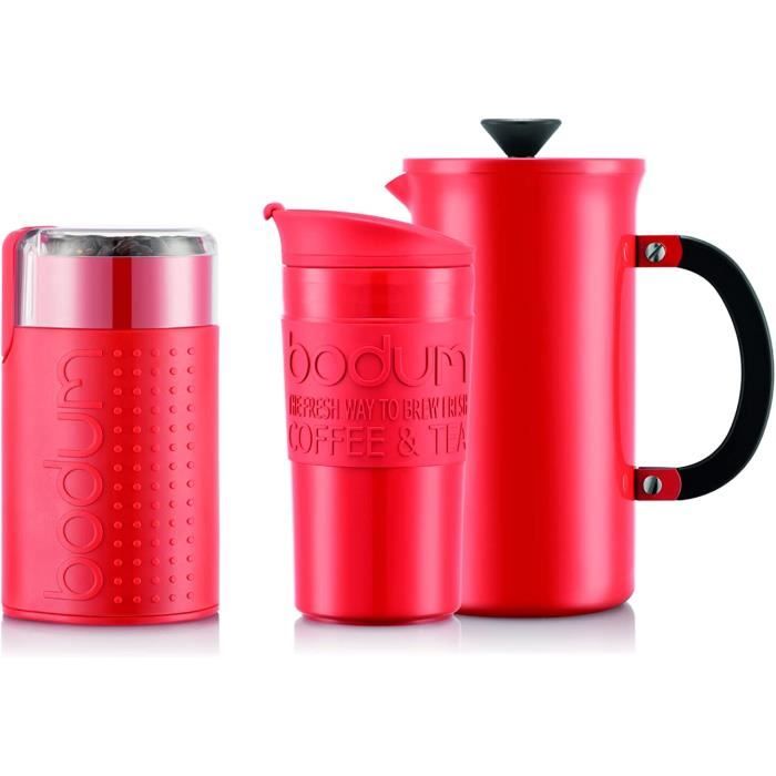 Bodum K11352-04EURO TRIBUTE SET Cafetiere a Piston 8 tasses/1.0l, Mug de Voyage 0.35 l et Moulin a Cafe electrique