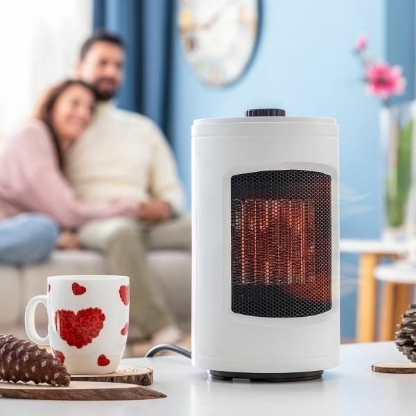 Radiateur Soufflant Céramique 1200W - Blanc, Compact, Silencieux, Sécurité Surchauffe/Basculement