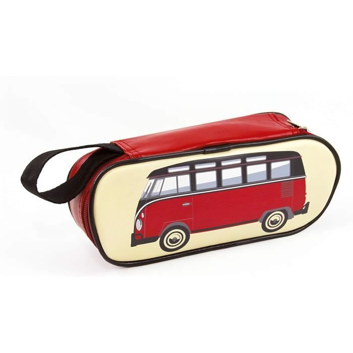 Trousse De Maquillage Volkswagen T1 Bus En Néoprène - Taille Grand (30x14x12 Cm), Imprimé Lettres, Imperméable