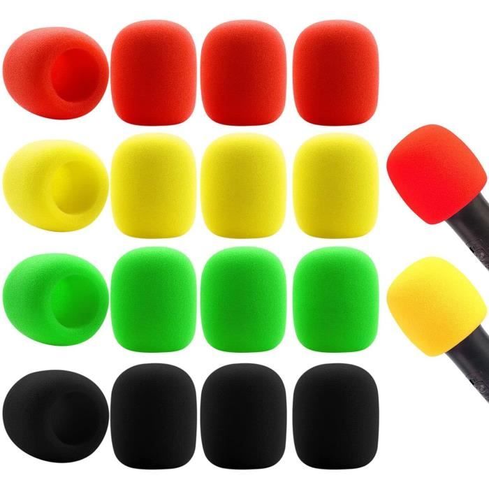 Lot De 6 Bonnettes Mousse Pour Microphone KICHOUSE - Anti-vent Et Anti-pop - Couleurs Orange, Vert, Noir, Bleu - Pour Micros à Main